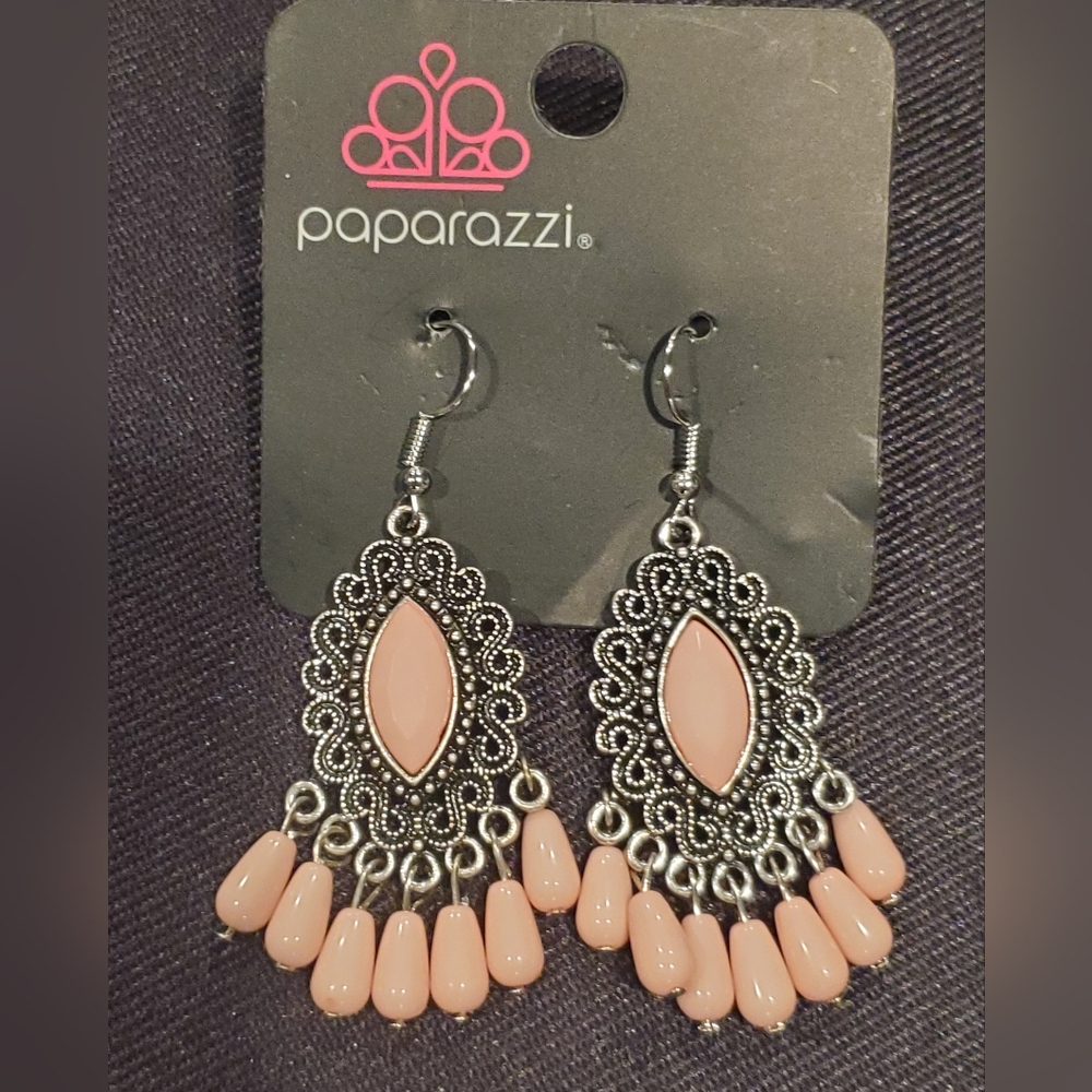 Paparazzi Blush and Silver Ornate Earrings